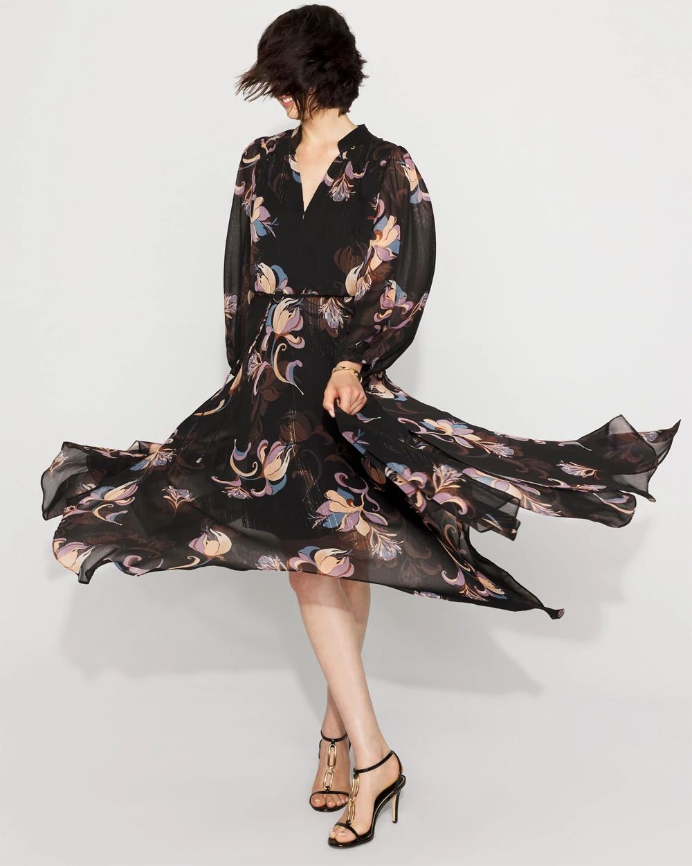 Chiffon + Lurex Maxi Dress | White House Black Market